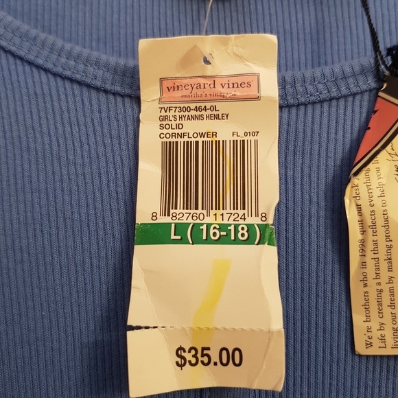 Vineyard Vines Henley light blue large 16-18 check measurements - Picture 4 of 5